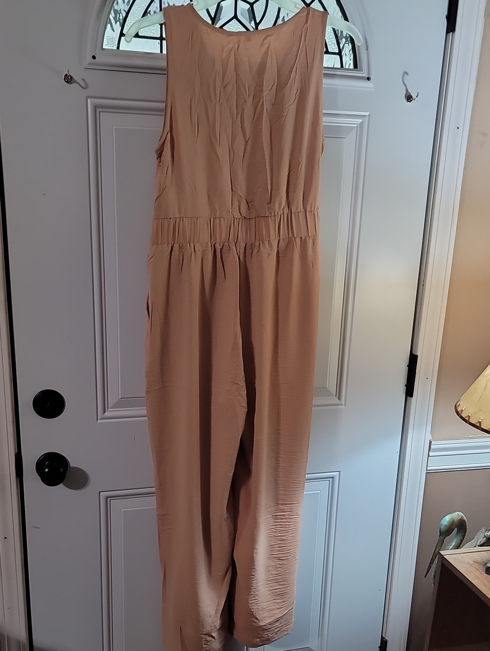 Simplee Apparel Sleeveless Wide-Leg V-Neck Jumpsuit in Taupe - Picture 10 of 11